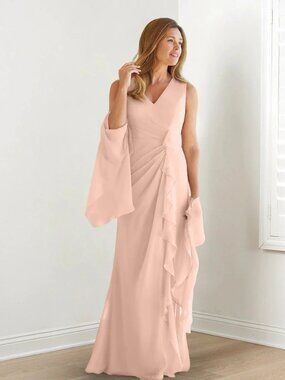 Wear Your Love Blush Pink Chiffon V-neck Sleeveless Formal Maxi Dress‎